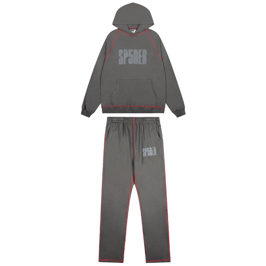 Sp5der Charcoal Gray Hoodie & Sweatpants Matching Set — hero