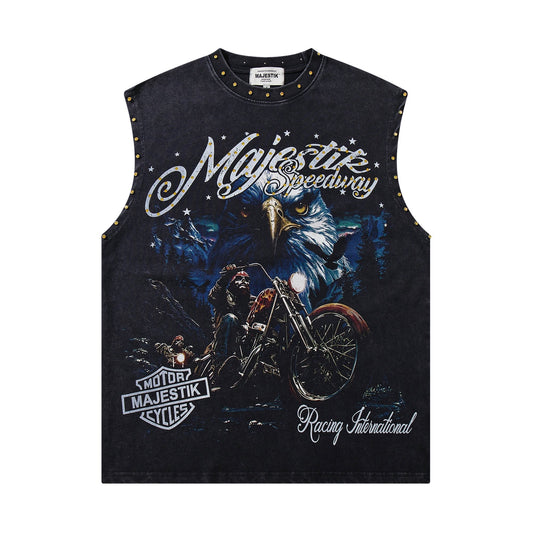 MAJESTIK Speedway Eagle Motorcycle Sleeveless T-Shirt — hero
